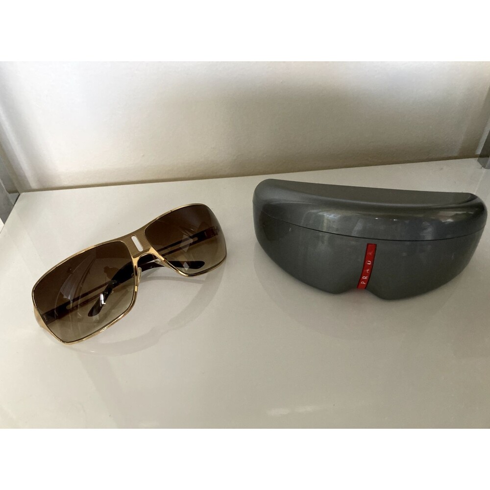 AUTHENTIC - PRADA - GOLD TONED SUNGLASSES W. CASE - UNISEX